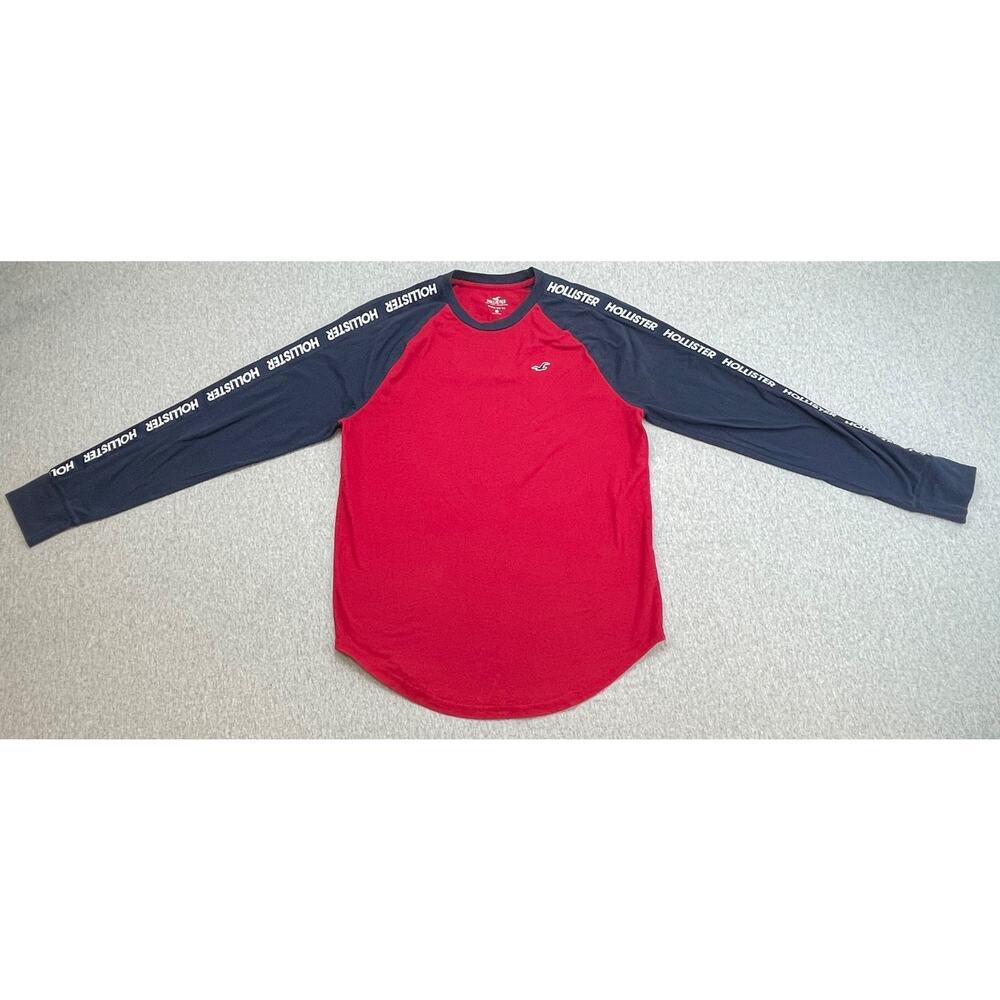 Hollister T-Shirt‎ Mens Large Cotton Blend Crew Neck Long Sleeve Curved Hem